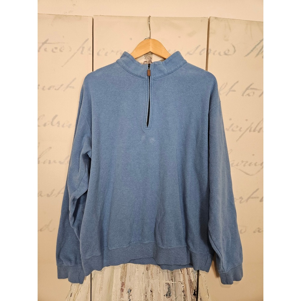 Peter Millar Mens XXL Blue 100% Cotton Quarter Zip Mock Neck Pullover Sweater‎